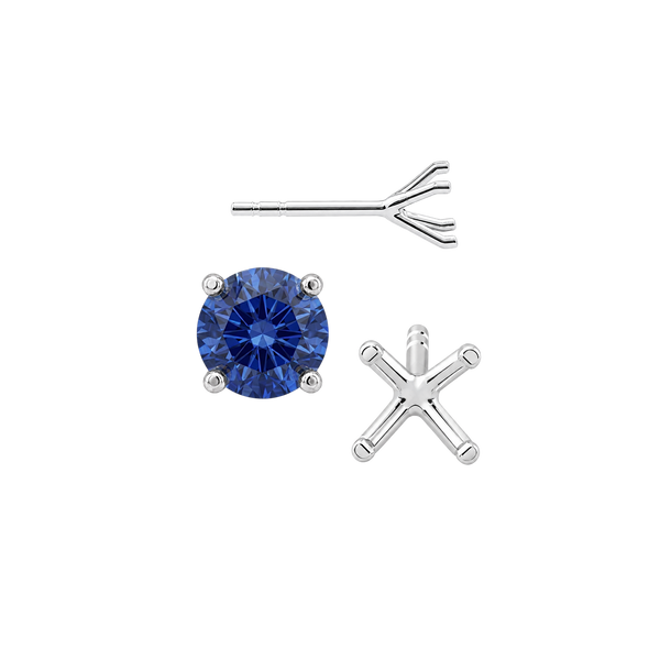 Round Four Prong Martini Style Earrings with Push Post