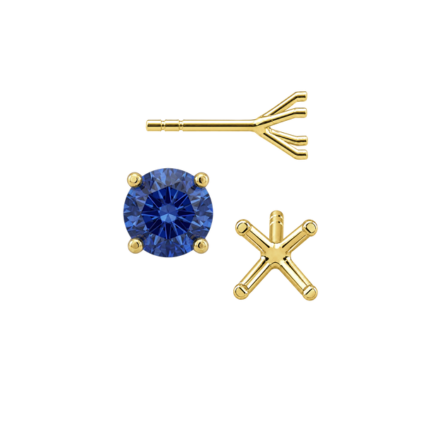 Round Four Prong Martini Style Earrings with Push Post