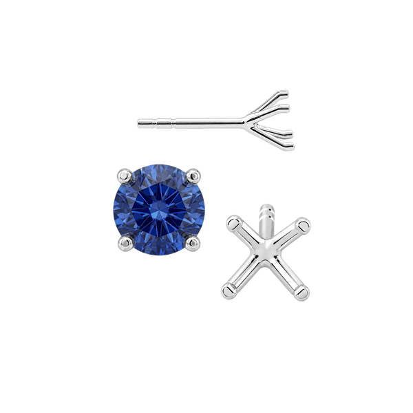 Round Four Prong Martini Style Earrings with Push Post