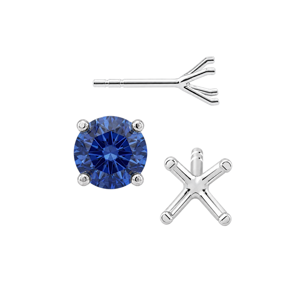 Round Four Prong Martini Style Earrings with Push Post
