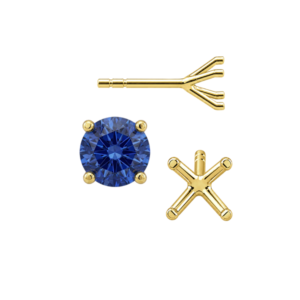 Round Four Prong Martini Style Earrings with Push Post