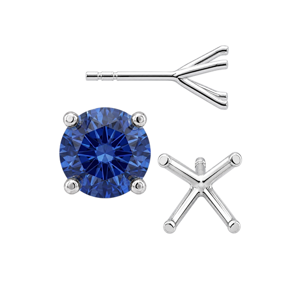 Round Four Prong Martini Style Earrings with Push Post