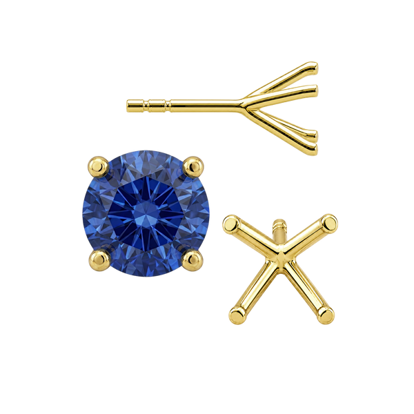 Round Four Prong Martini Style Earrings with Push Post