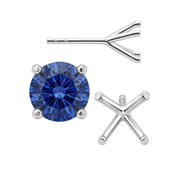Round Four Prong Martini Style Earrings with Push Post