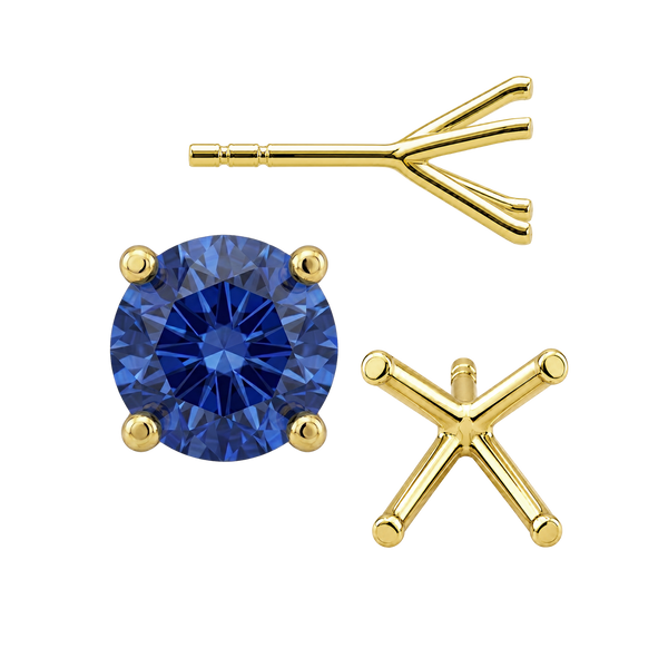 Round Four Prong Martini Style Earrings with Push Post