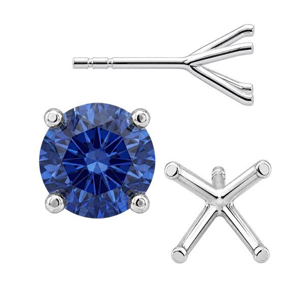 Round Four Prong Martini Style Earrings with Push Post