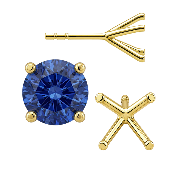 Round Four Prong Martini Style Earrings with Push Post