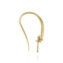 Load image into Gallery viewer, ITI NYC Shepherd Hook with 6 mm Pearl Cup and Diamonds (19 x 12 mm) (Pearl Not Included)
