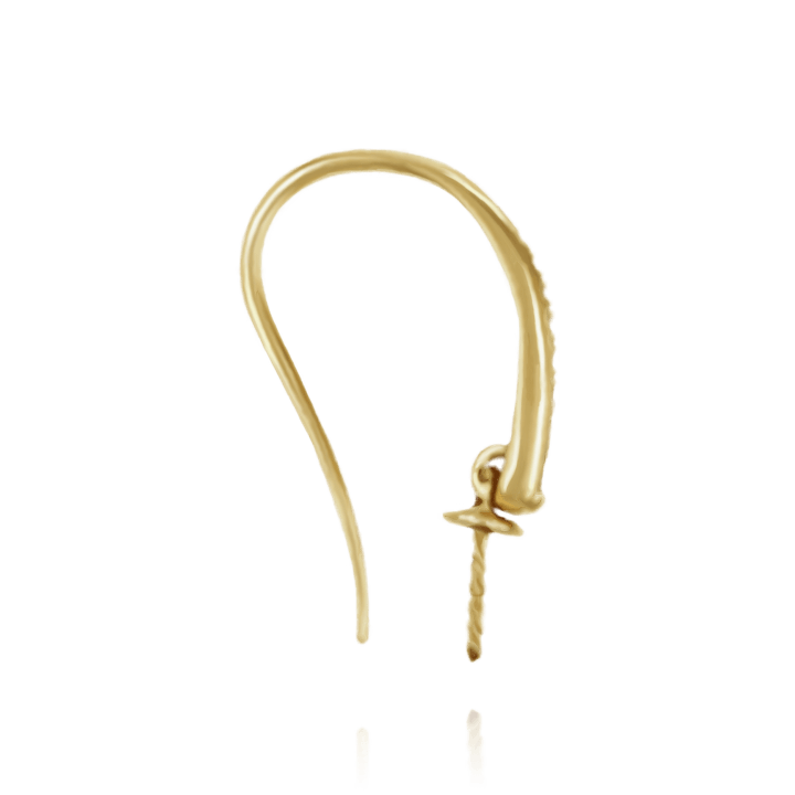 ITI NYC Shepherd Hook with 6 mm Pearl Cup and Diamonds (19 x 12 mm) (Pearl Not Included)