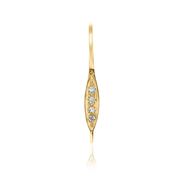 ITI NYC Shepherd Hook with 6 mm Pearl Cup and Diamonds (23 x 9 mm) (Pearl Not Included)
