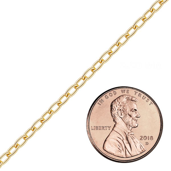 Bulk / Spooled Elongated Cable Chain in 14K & 18K Yellow Gold (1.00 mm - 5.90 mm)