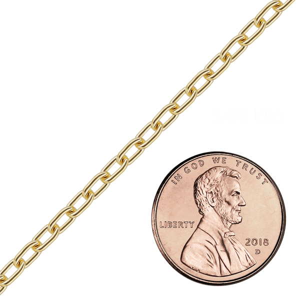 Bulk / Spooled Elongated Cable Chain in 14K & 18K Yellow Gold (1.00 mm - 5.90 mm)
