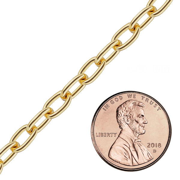 Bulk / Spooled Elongated Cable Chain in 14K & 18K Yellow Gold (0.85 mm - 5.90 mm)