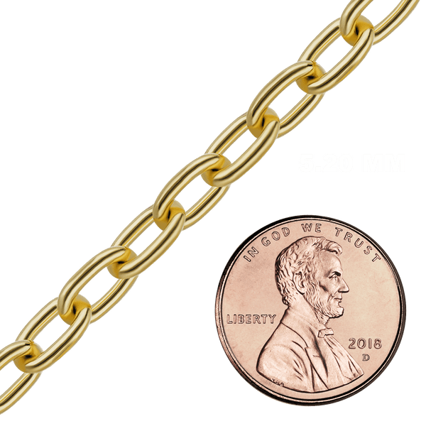 Bulk / Spooled Elongated Cable Chain in 14K & 18K Yellow Gold (0.85 mm - 5.90 mm)