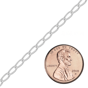 Bulk / Spooled Elongated Curb Cable Chain in Sterling Silver (1.40 mm - 3.30 mm)
