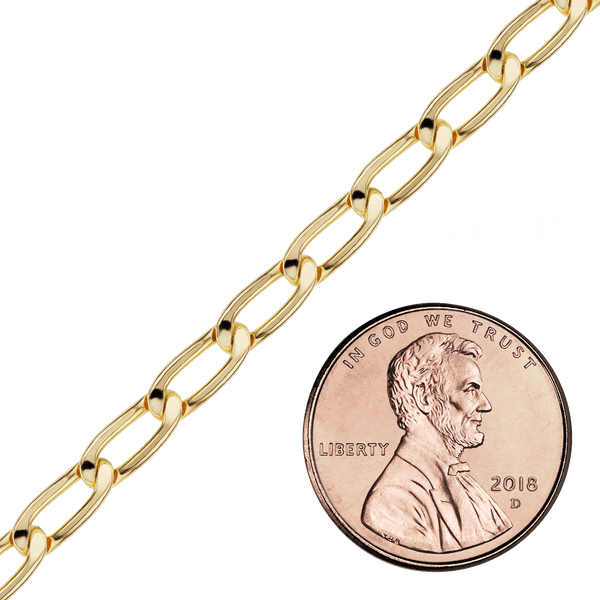 Bulk / Spooled Elongated Flat Curb Chain in 14K Gold-Filled (2.90 mm - 5.10 mm)