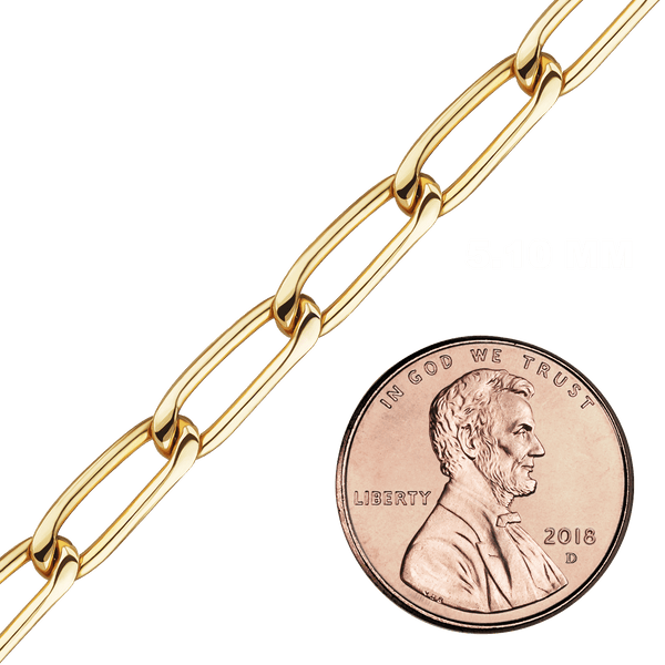 Bulk / Spooled Elongated Flat Curb Chain in 14K Gold-Filled (2.90 mm - 5.10 mm)