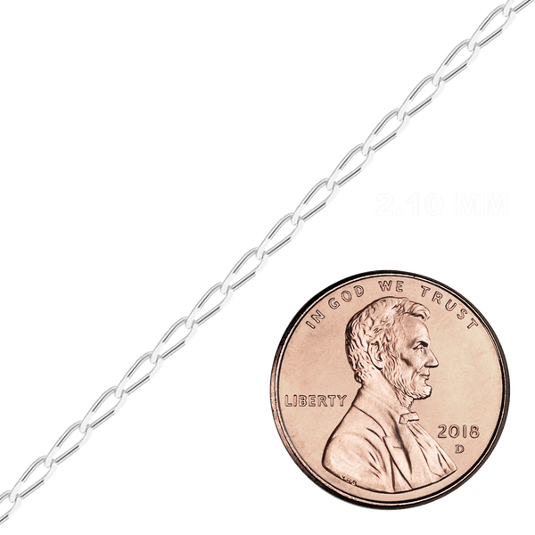 Bulk / Spooled Elongated Curb Chain in Sterling Silver (1.80 mm - 11.70 mm)