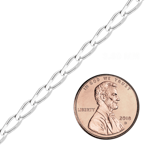 Bulk / Spooled Elongated Curb Chain in Sterling Silver (1.20 mm - 11.70 mm)