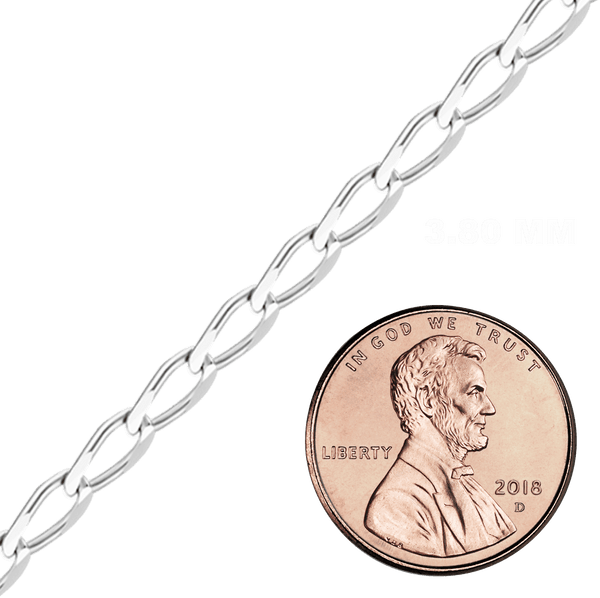 Bulk / Spooled Elongated Curb Chain in Sterling Silver (1.80 mm - 11.70 mm)
