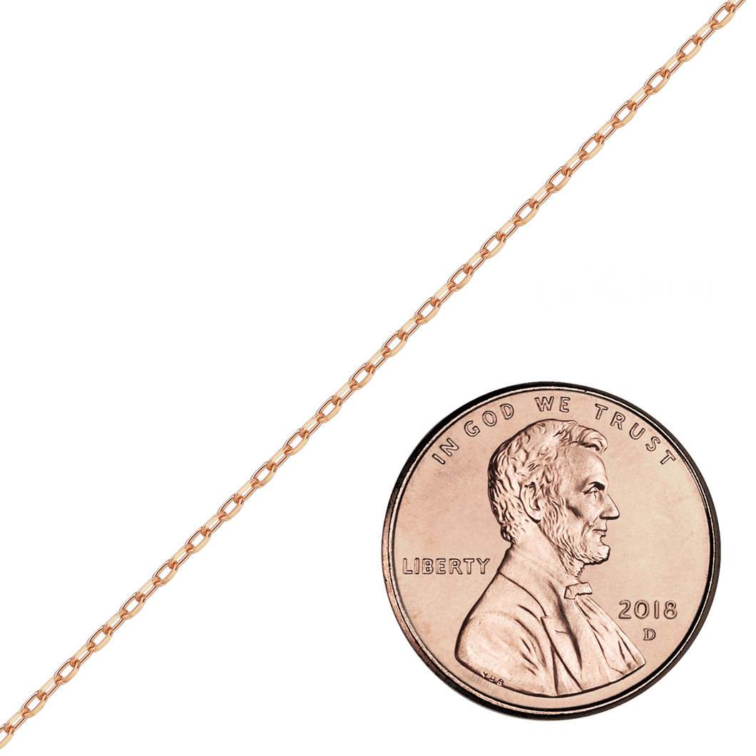 Bulk / Spooled Elongated Diamond Cut Cable Chain in 14K Rose Gold (1.00 mm - 2.60 mm)