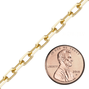 Bulk / Spooled Elongated Diamond Cut Cable Chain in 14K & 18K Yellow Gold (1.00 mm - 5.10 mm)