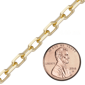 Bulk / Spooled Elongated Diamond Cut Cable Chain in 14K & 18K Yellow Gold (1.00 mm - 5.10 mm)