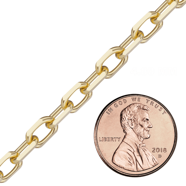 Bulk / Spooled Elongated Diamond Cut Cable Chain in 14K & 18K Yellow Gold (1.00 mm - 5.10 mm)