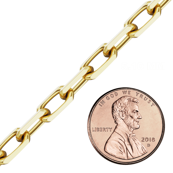 Bulk / Spooled Elongated Diamond Cut Cable Chain in 14K & 18K Yellow Gold (1.00 mm - 5.10 mm)