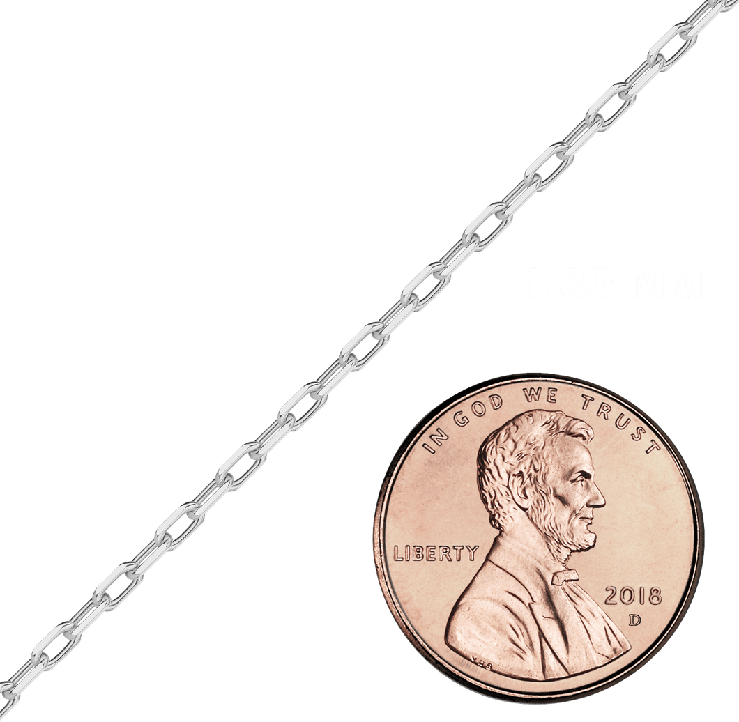 Bulk / Spooled Elongated Diamond Cut Cable Chain in Sterling Silver (1.80 mm - 2.50 mm)