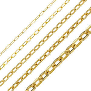 Bulk / Spooled Elongated Flat Cable Chain in 14K Yellow Gold (0.80 mm - 1.20 mm)