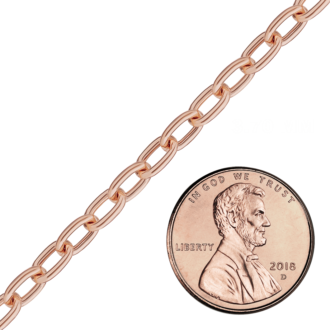 Bulk / Spooled Elongated Hollow Cable Chain in 14K Rose Gold (3.70 mm)