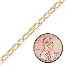 Load image into Gallery viewer, Bulk / Spooled Elongated Hollow Cable Chain in 14K &amp; 18K Yellow Gold (1.00 mm - 5.80 mm)
