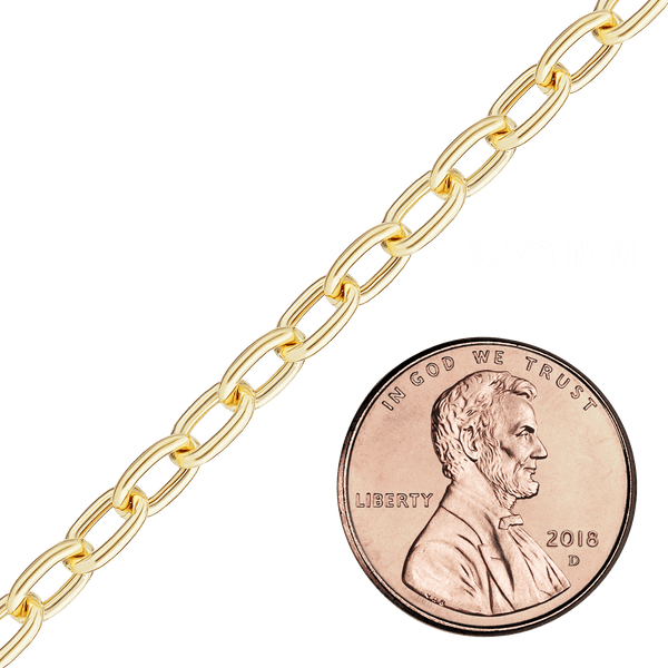 Bulk / Spooled Elongated Semi-Solid Cable Chain in 14K & 18K Yellow Gold (1.00 mm - 5.80 mm)