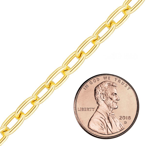 Bulk / Spooled Elongated Semi-Solid Cable Chain in 14K & 18K Yellow Gold (1.00 mm - 5.80 mm)