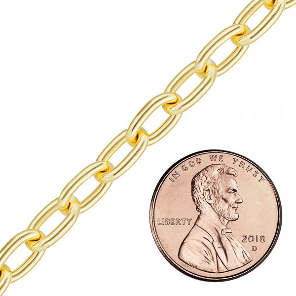 Bulk / Spooled Elongated Semi-Solid Cable Chain in 14K & 18K Yellow Gold (1.00 mm - 5.80 mm)