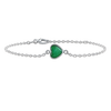 Diamond or Gemstone Heart Bezel Charm in 14K White Diamond Cut Cable Bracelet