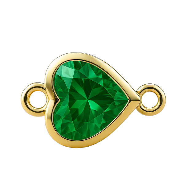 Diamond or Gemstone Heart Bezel Bracelet/Necklace Charm in 14K Yellow Gold