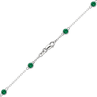 Finished Diamond by the Yard Cable Chain Necklace in 14K White Gold with Emerald Stones