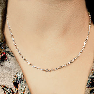 Freedom Place Textured Cable Chain Necklace in Sterling Silver