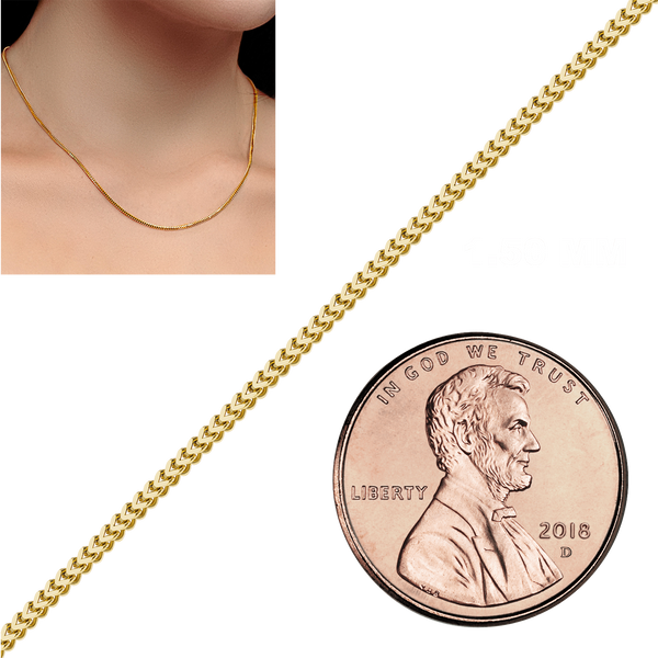 Bulk / Spooled Franco Foxtail Chain in 14K Yellow Gold (1.25 mm - 3.20 mm)