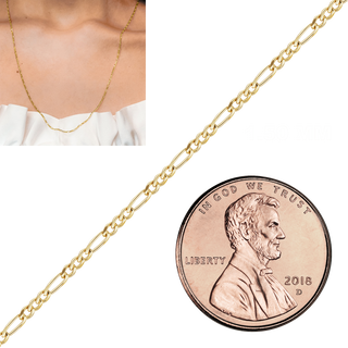 Bulk / Spooled Classic Figaro Chain in 14K Yellow Gold (1.50 mm - 11.50 mm)