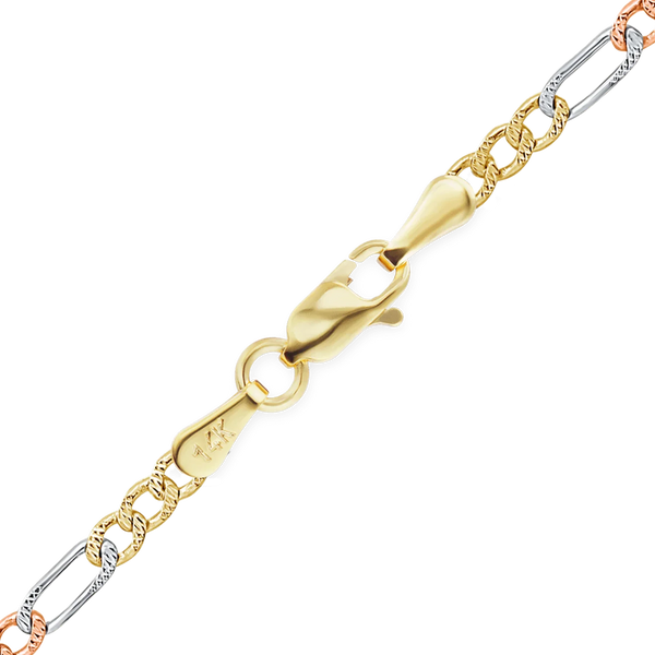 Fulton St. Figaro Anklet in 14K Tri-Color Gold