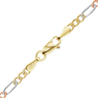 Fulton St. Figaro Bracelet in 14K Tri-Color Gold
