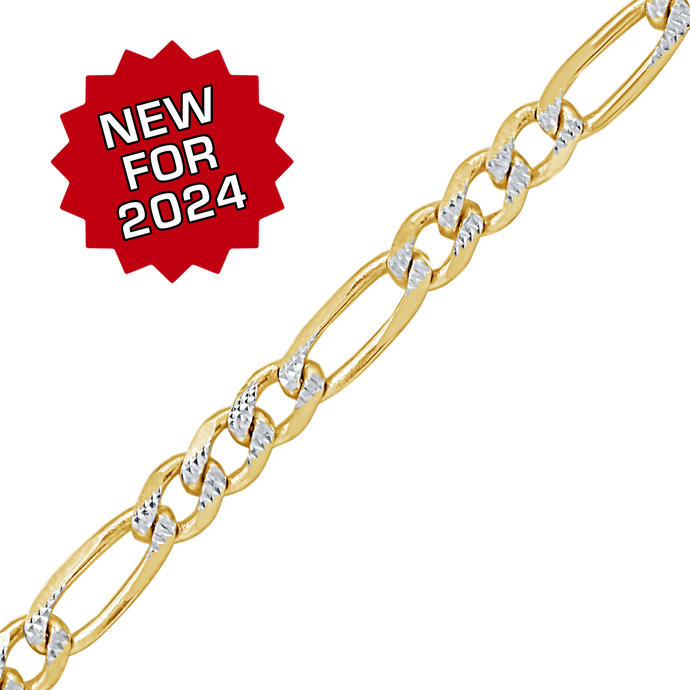 Bulk / Spooled Classic Figaro Chain in 14K Two Tone Gold (1.80 mm - 3.00 mm)