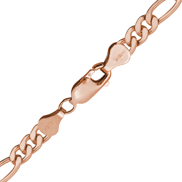 Finished Classic Figaro Necklace in 14K Rose Gold-Filled