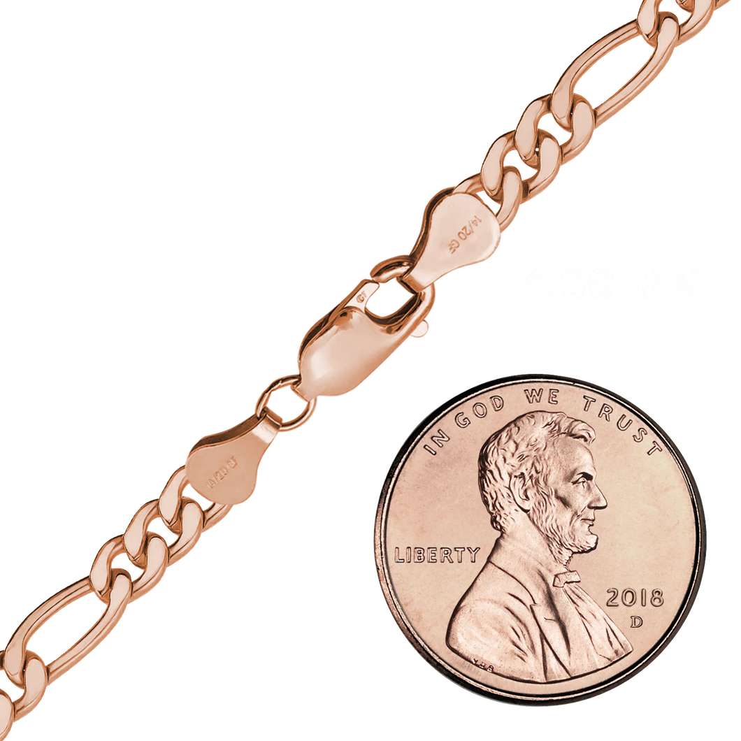 Finished Classic Figaro Necklace in 14K Rose Gold-Filled