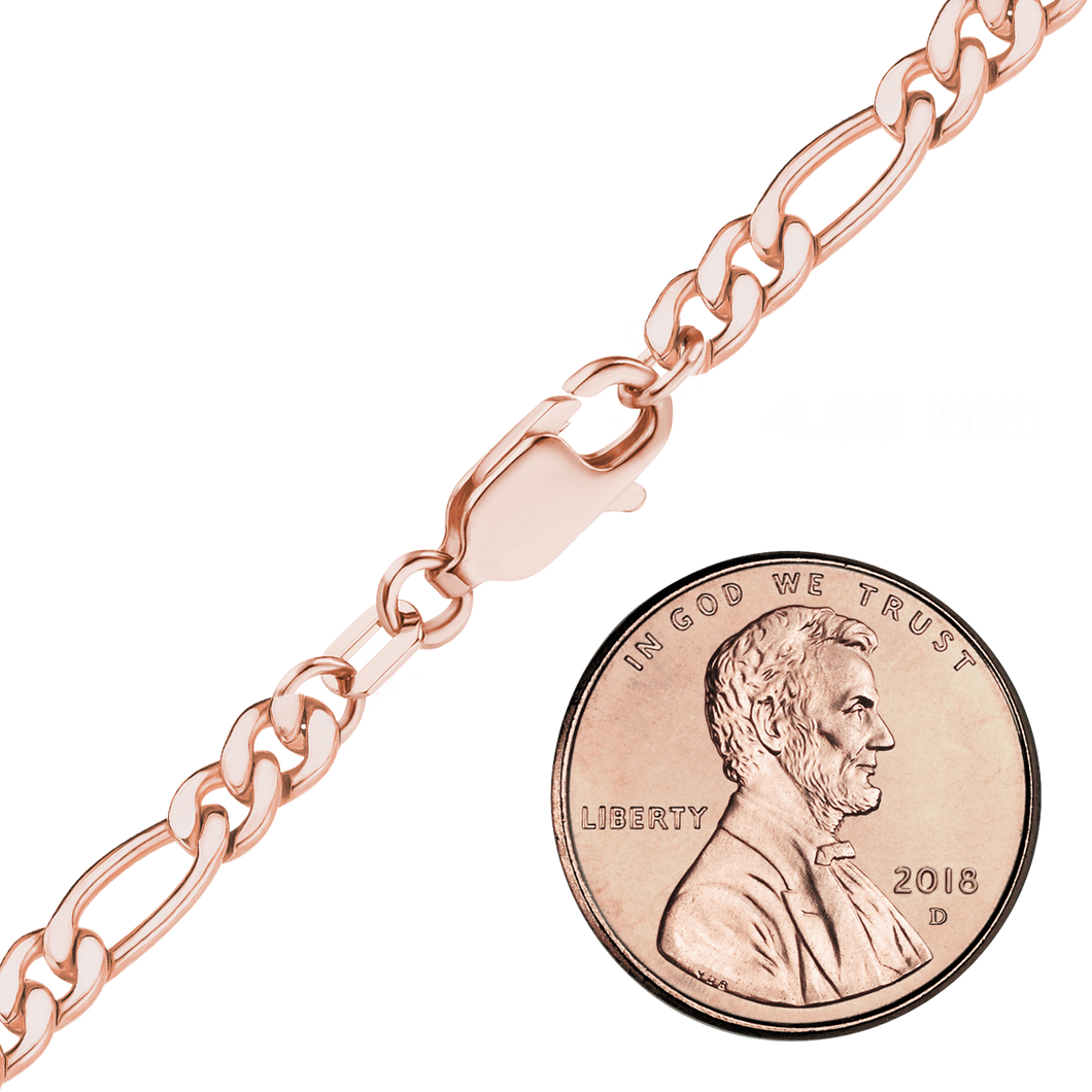 Finished Classic Figaro Anklet in 14K Rose Gold-Filled