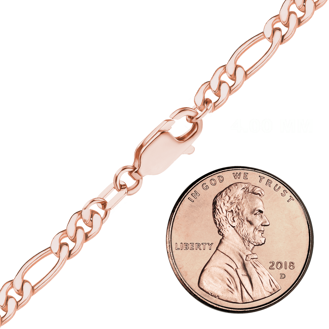 Finished Classic Figaro Necklace in 14K Rose Gold-Filled