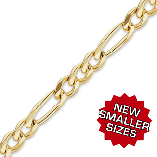 Bulk / Spooled Classic Figaro Semi-Solid Chain in 14K Yellow Gold (1.80 mm - 6.60 mm)